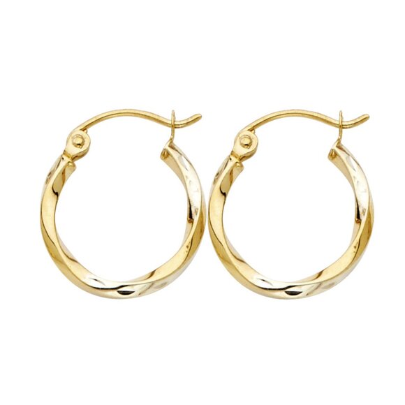 BOVANNI 15mm 14K Gold Bold Huggie Hoops Earrings 14KT Gold Fancy Curled Hoop Earrings 15mm
